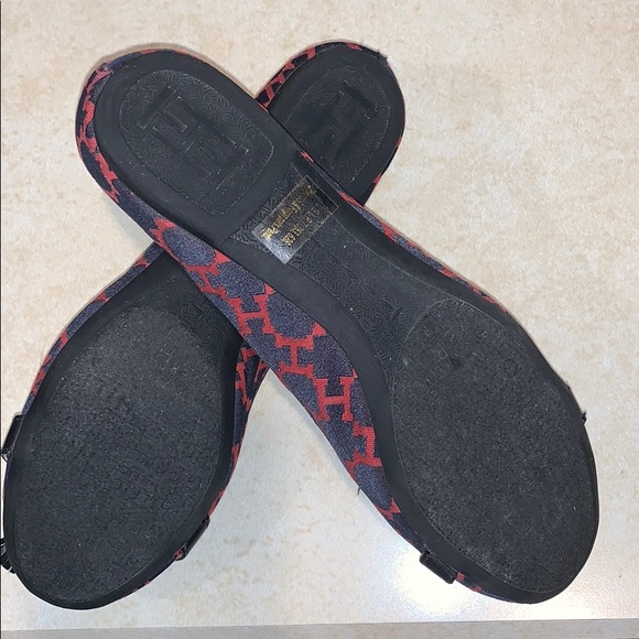 Tommy Hilfiger Tassel Toe Flat Shoes Navy & Crimson H Geometric Women’s Size 7 - Picture 7 of 9